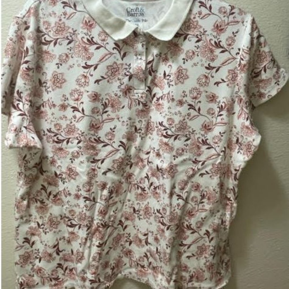 Croft & Barrow Spring Flowery Classic Polo